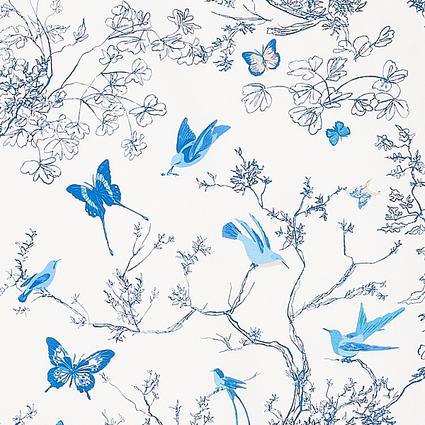 Birds & Butterflies - Porcelain Fabrics | Schumacher